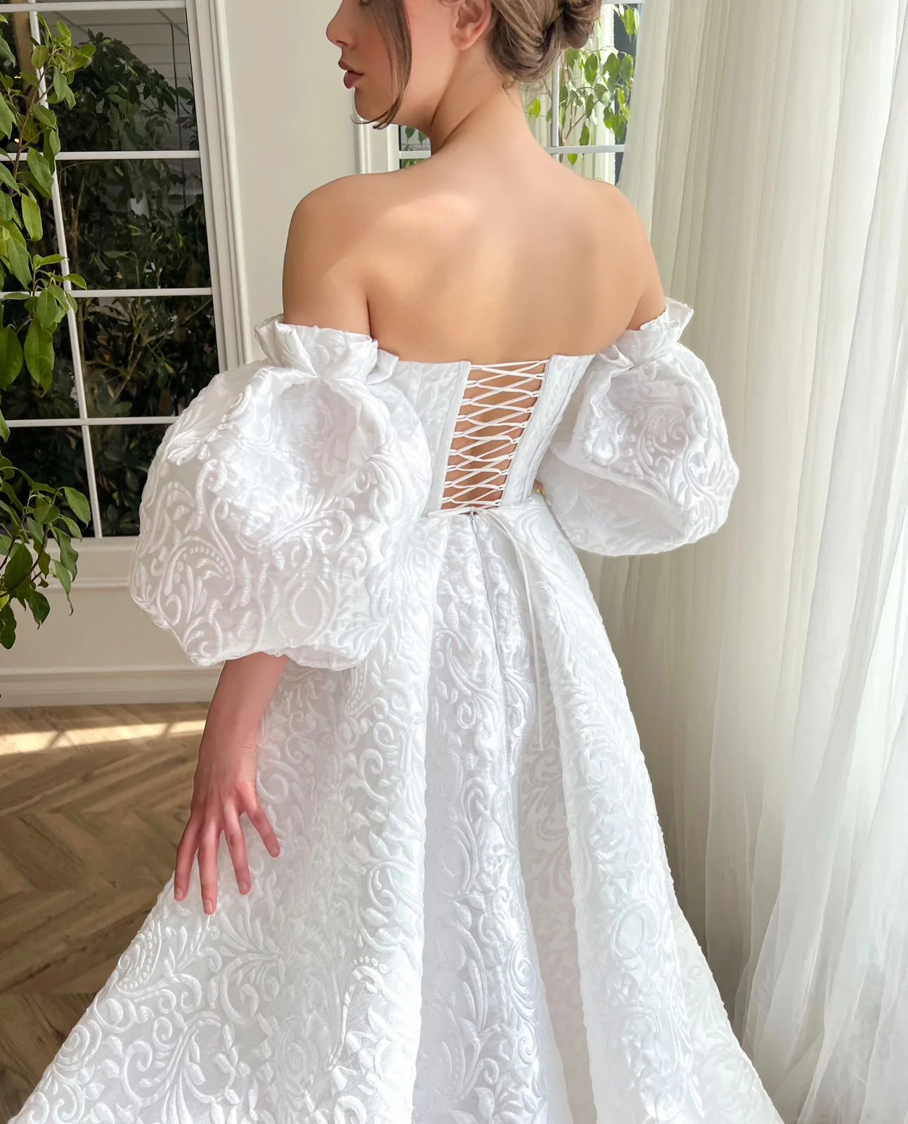 Allison Ivory Brocade Gown - Image 4