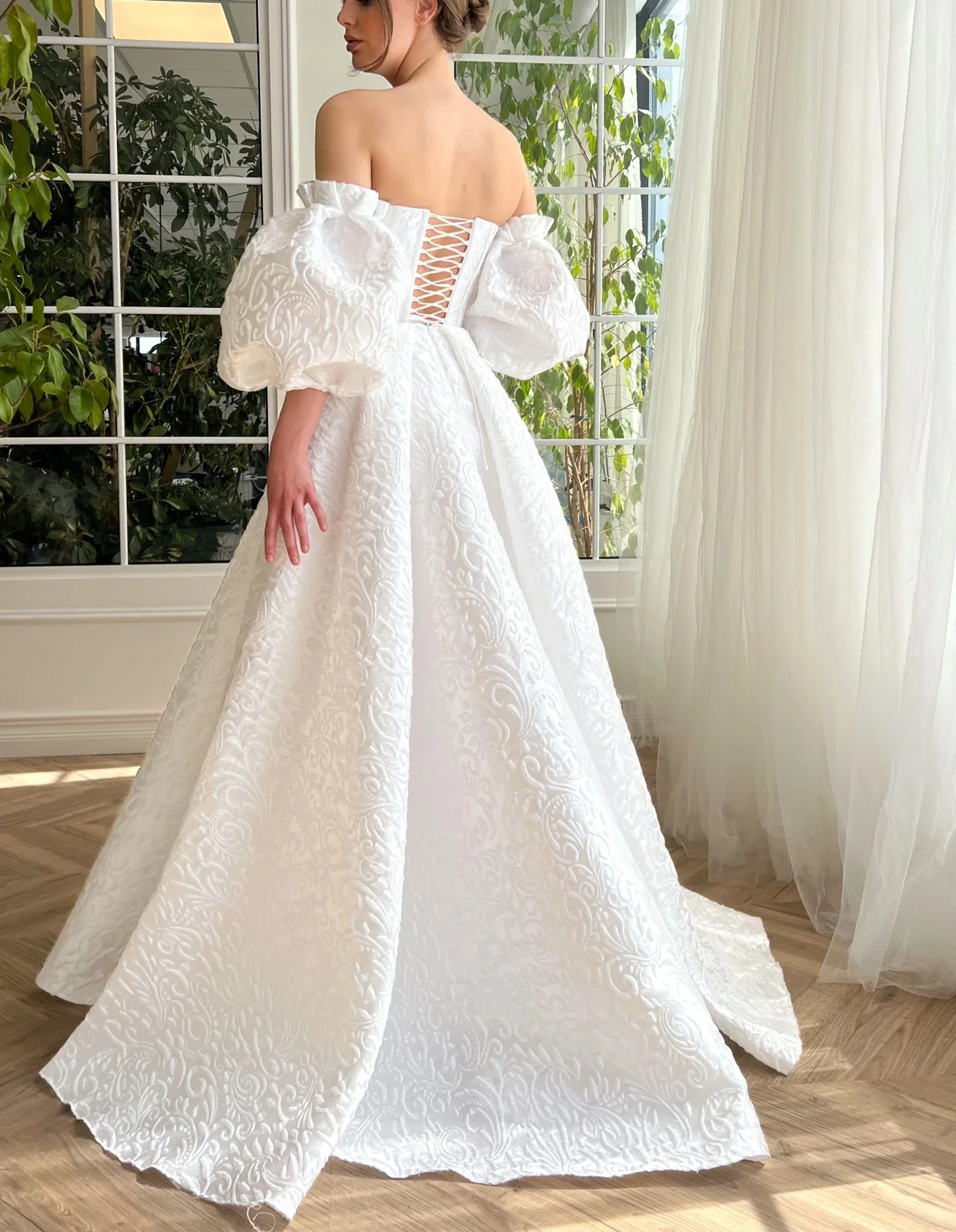 Allison Ivory Brocade Gown - Image 5
