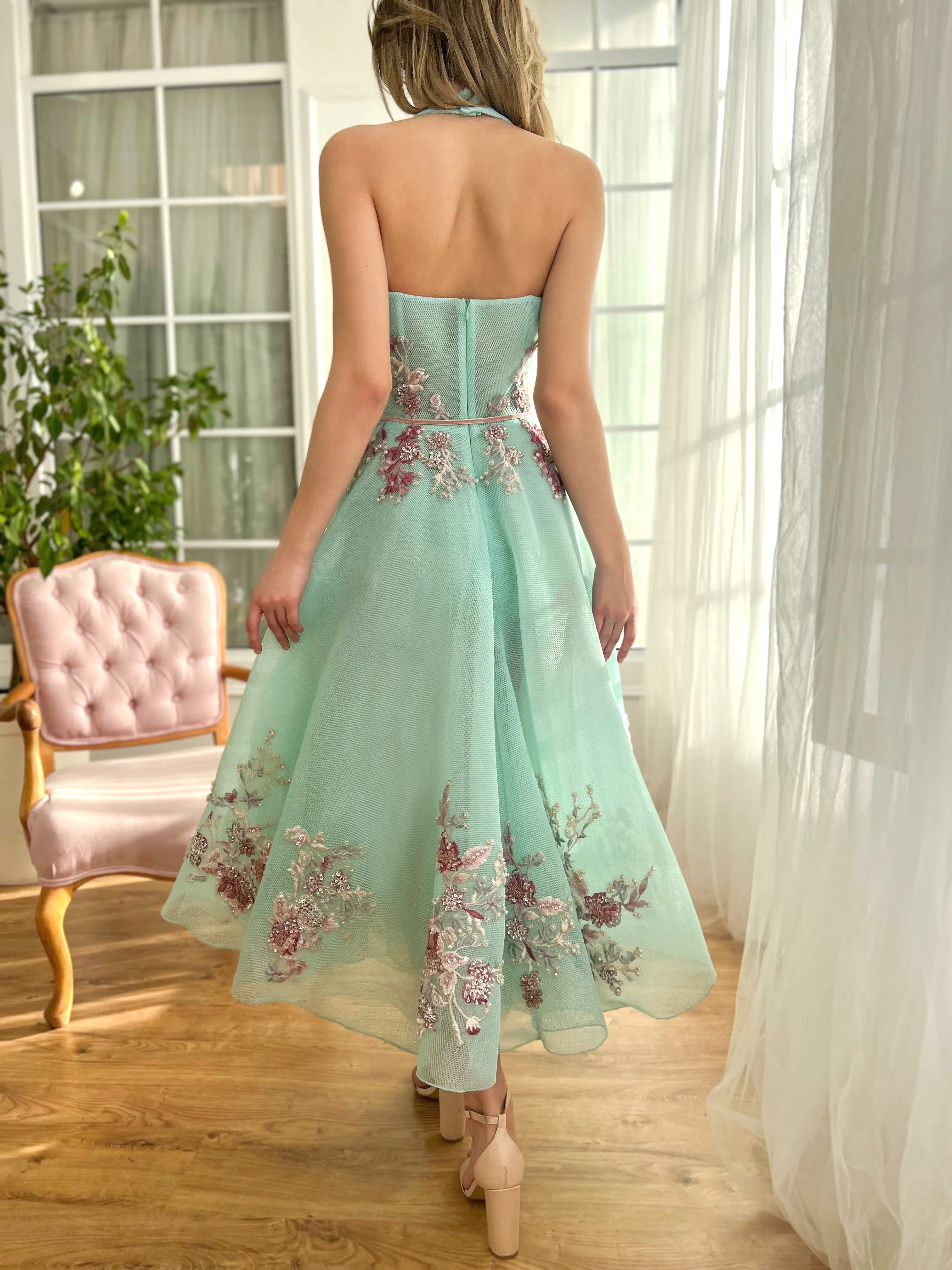 Aqua Mist Midi Dress - Image 4
