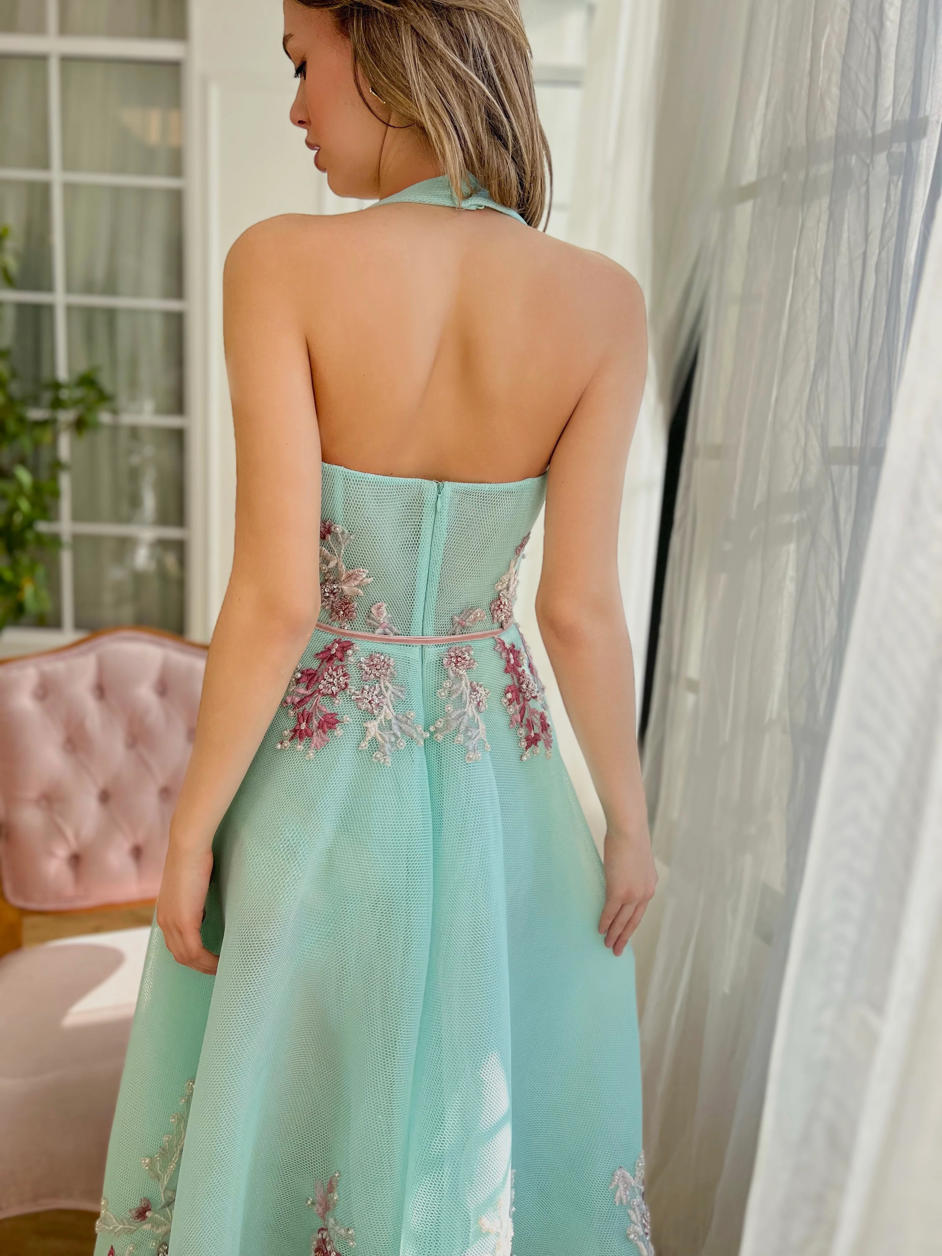 Aqua Mist Midi Dress - Image 5