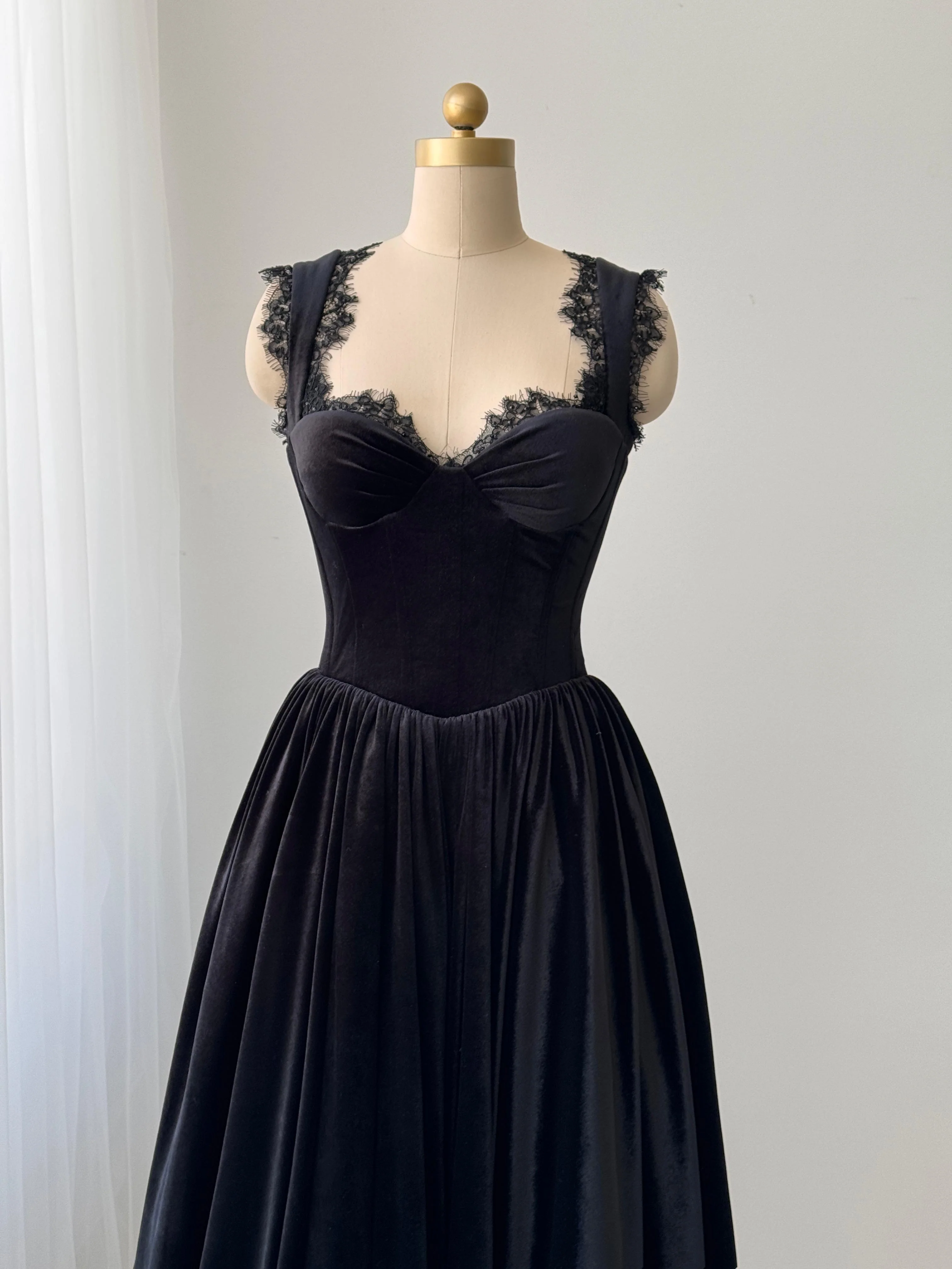 Black Velvet Midi Dress - Image 2
