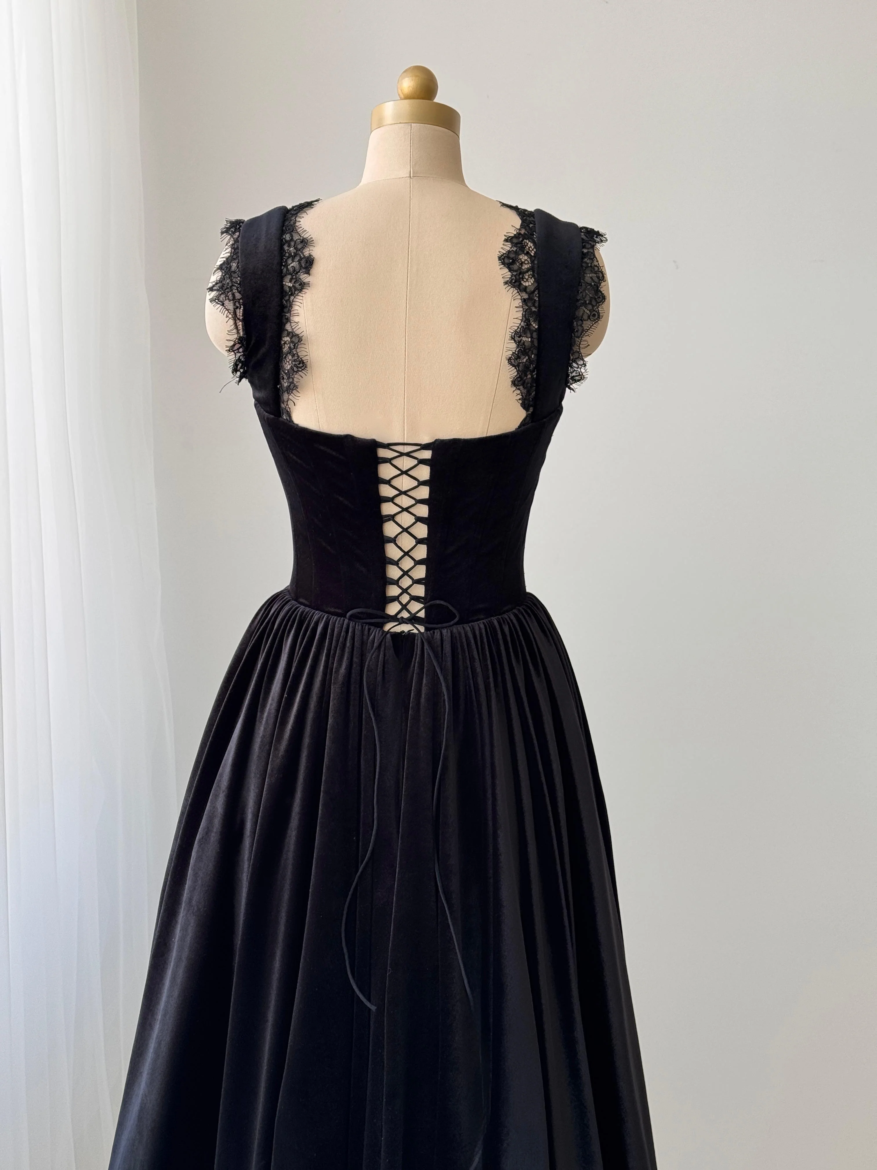 Black Velvet Midi Dress - Image 3