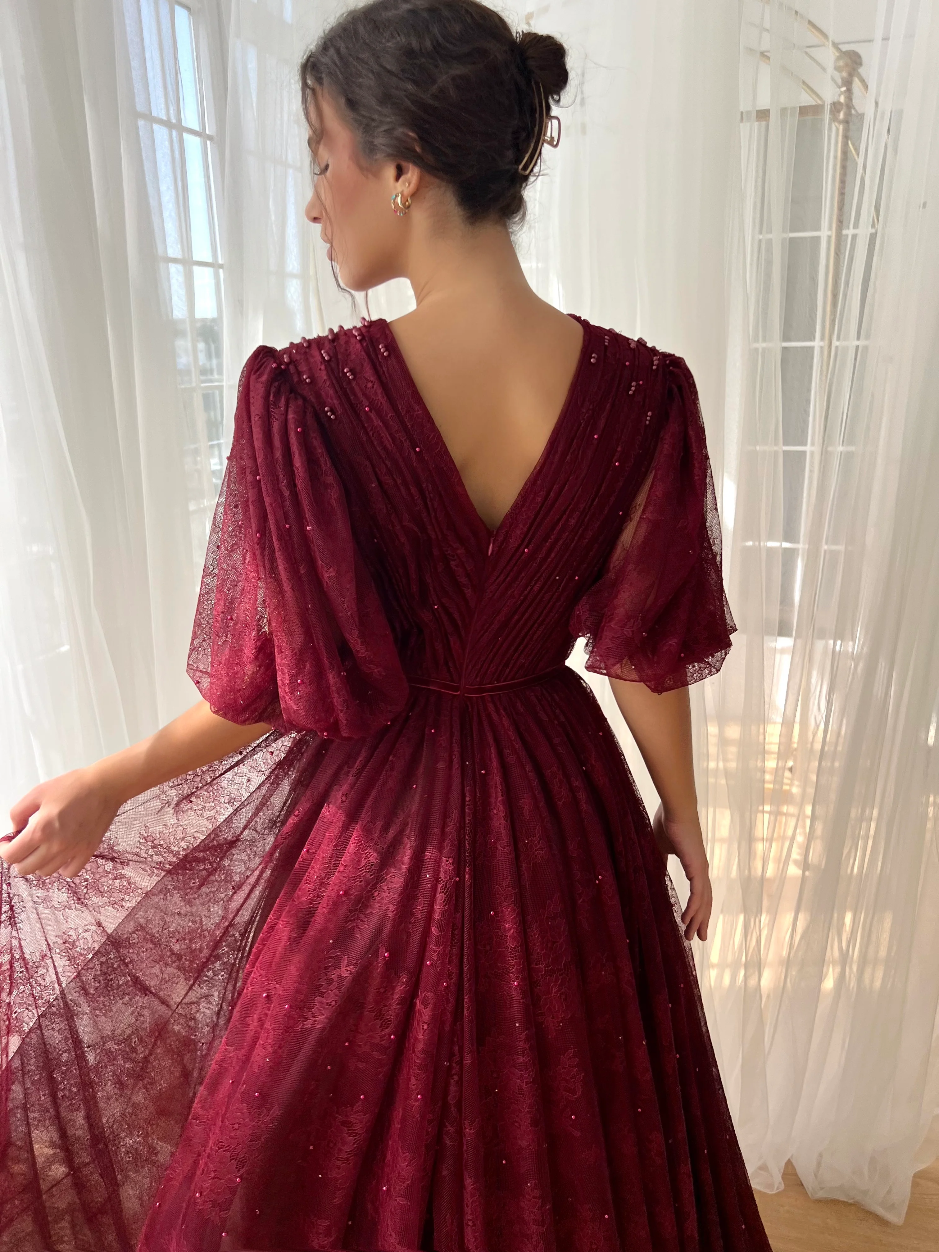 Burgundy Dantelle Gown - Image 3