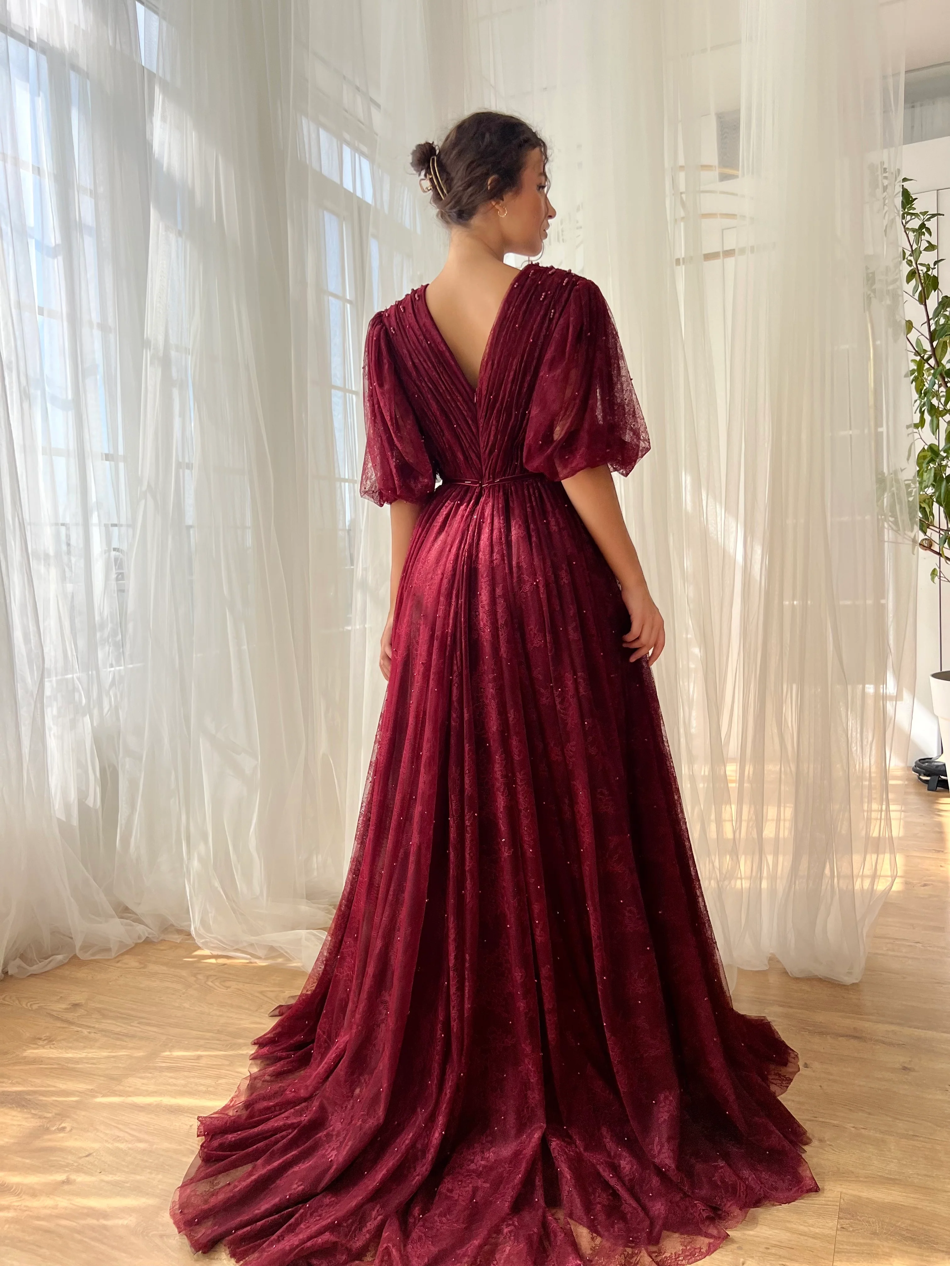 Burgundy Dantelle Gown - Image 4