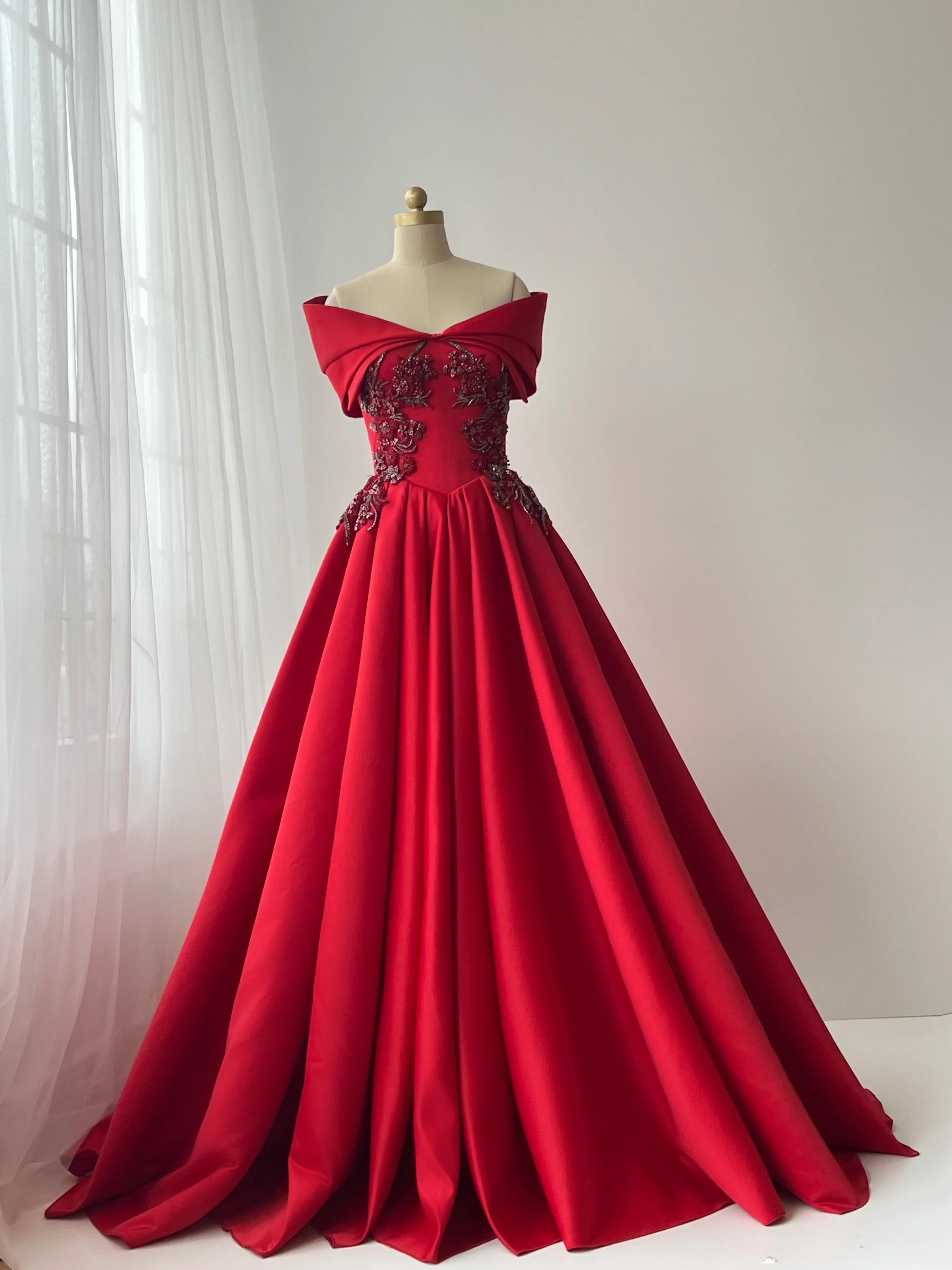 Carmine Floral Princess Gown
