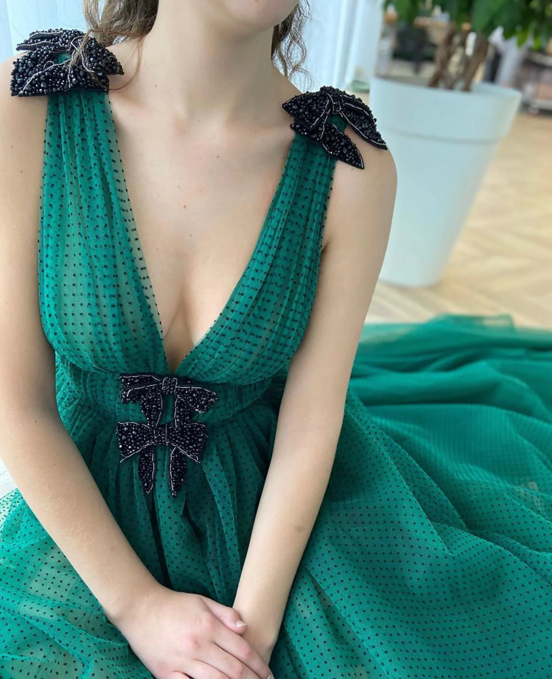 Celadon Dotted Gown - Image 3