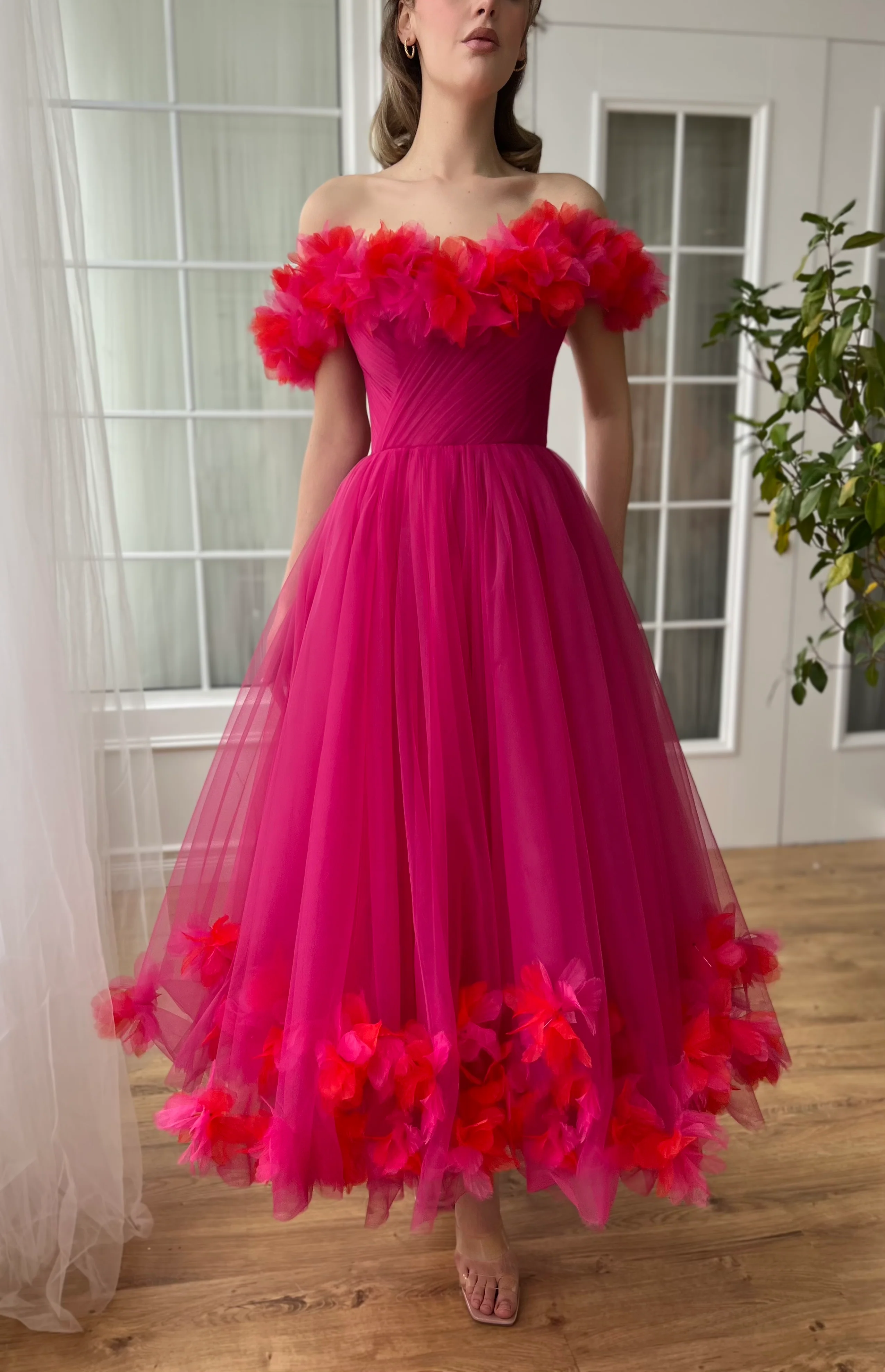 Cerise Fleur Midi Dress - Image 3