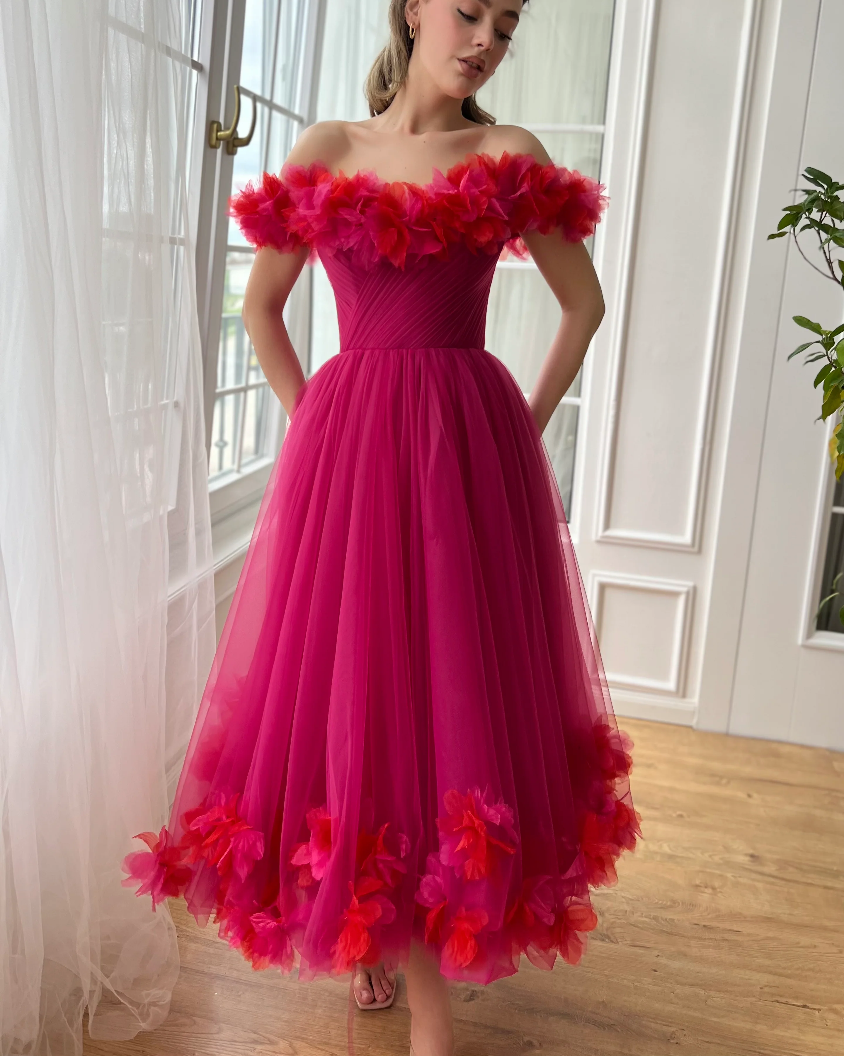Cerise Fleur Midi Dress - Image 4