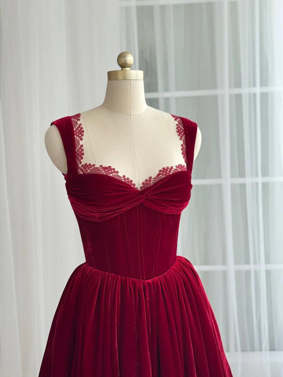 Cherry Velvet Midi Dress - Image 2