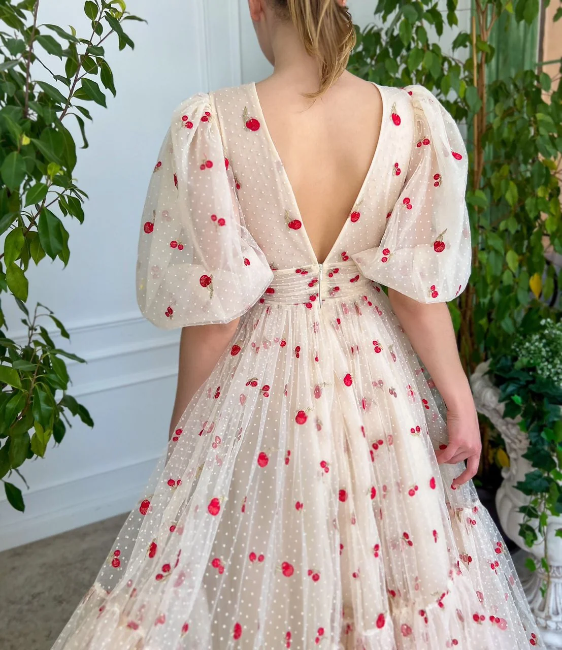 Cream Cherry Midi Dress - Image 5