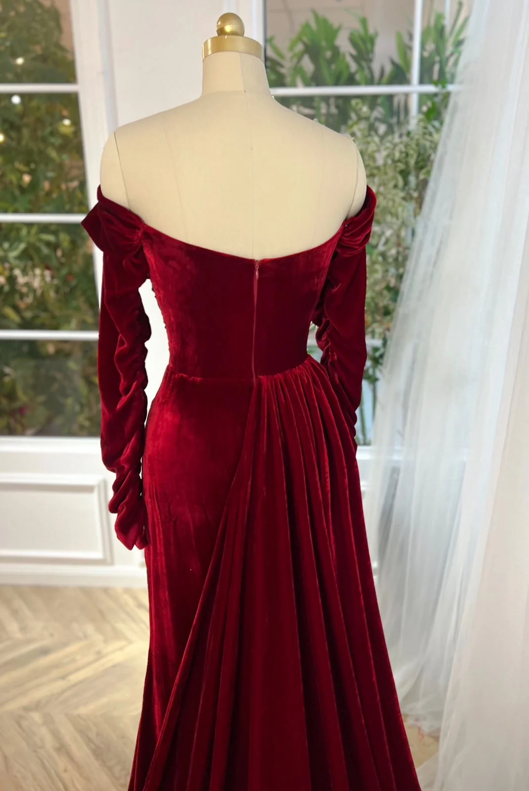 Crimson Velvet Mermaid Dress - Image 6