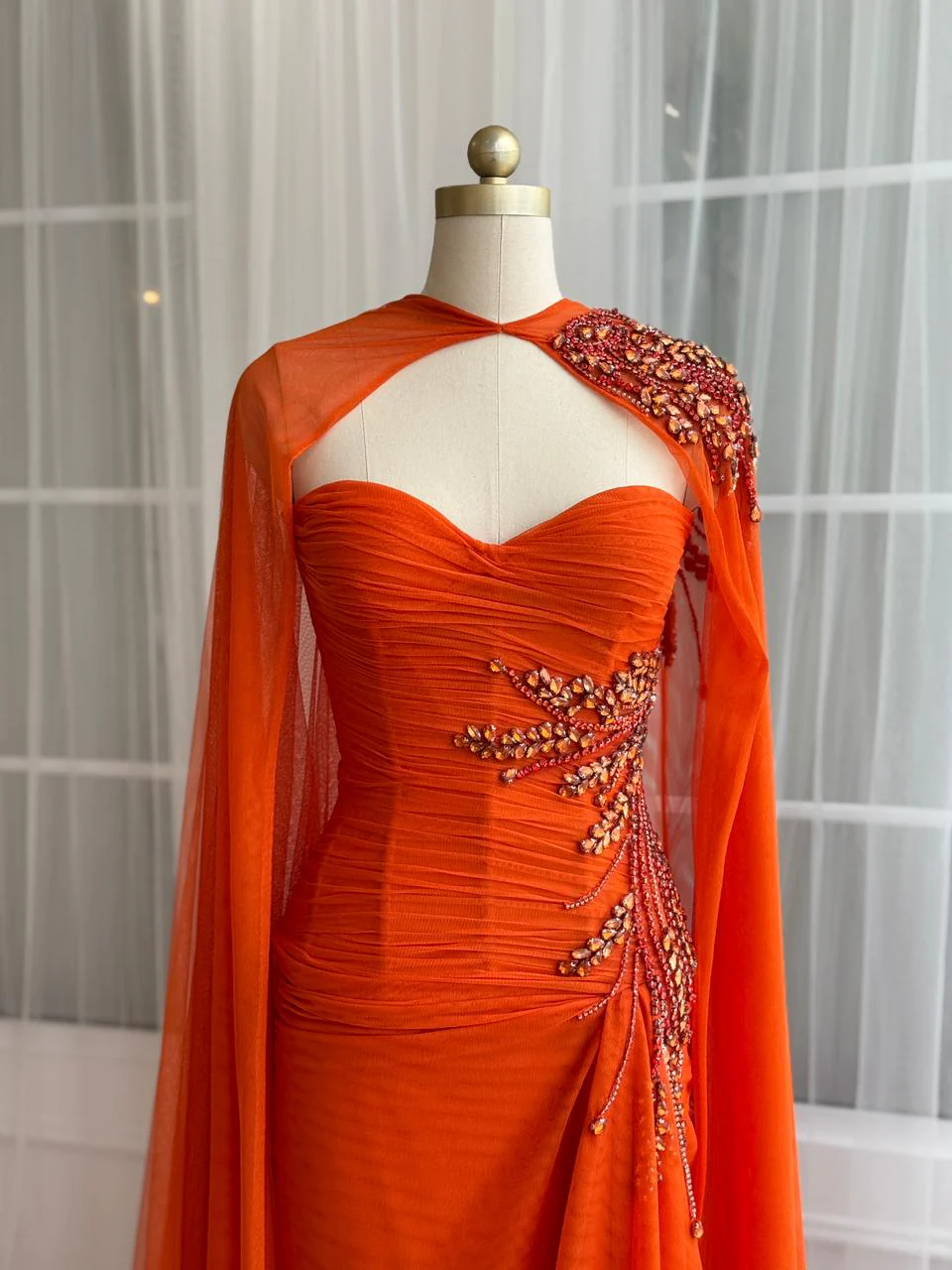 Deep Orange Mermaid Dress - Image 2