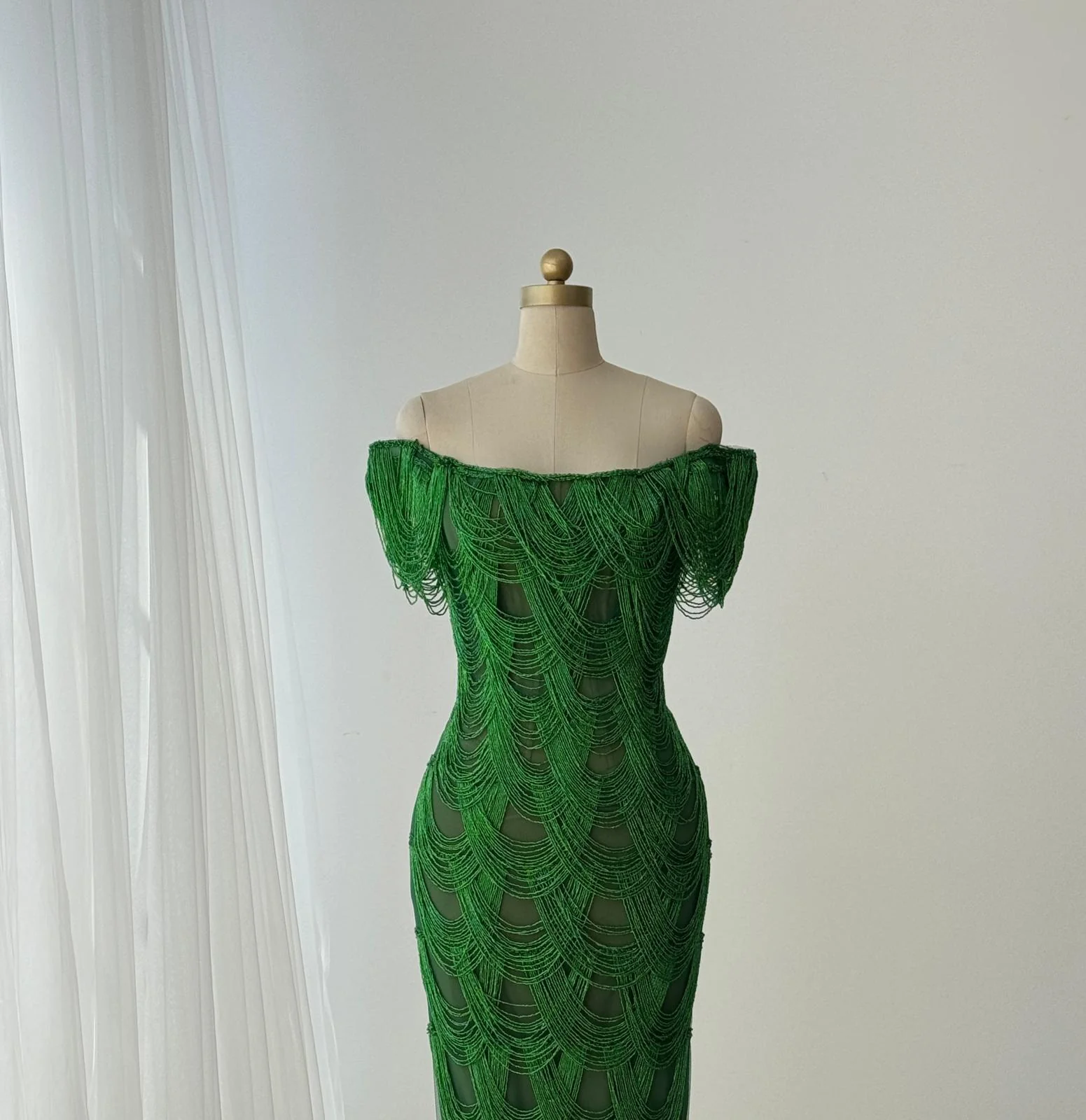 Emerald Fringe Mermaid Gown - Image 2
