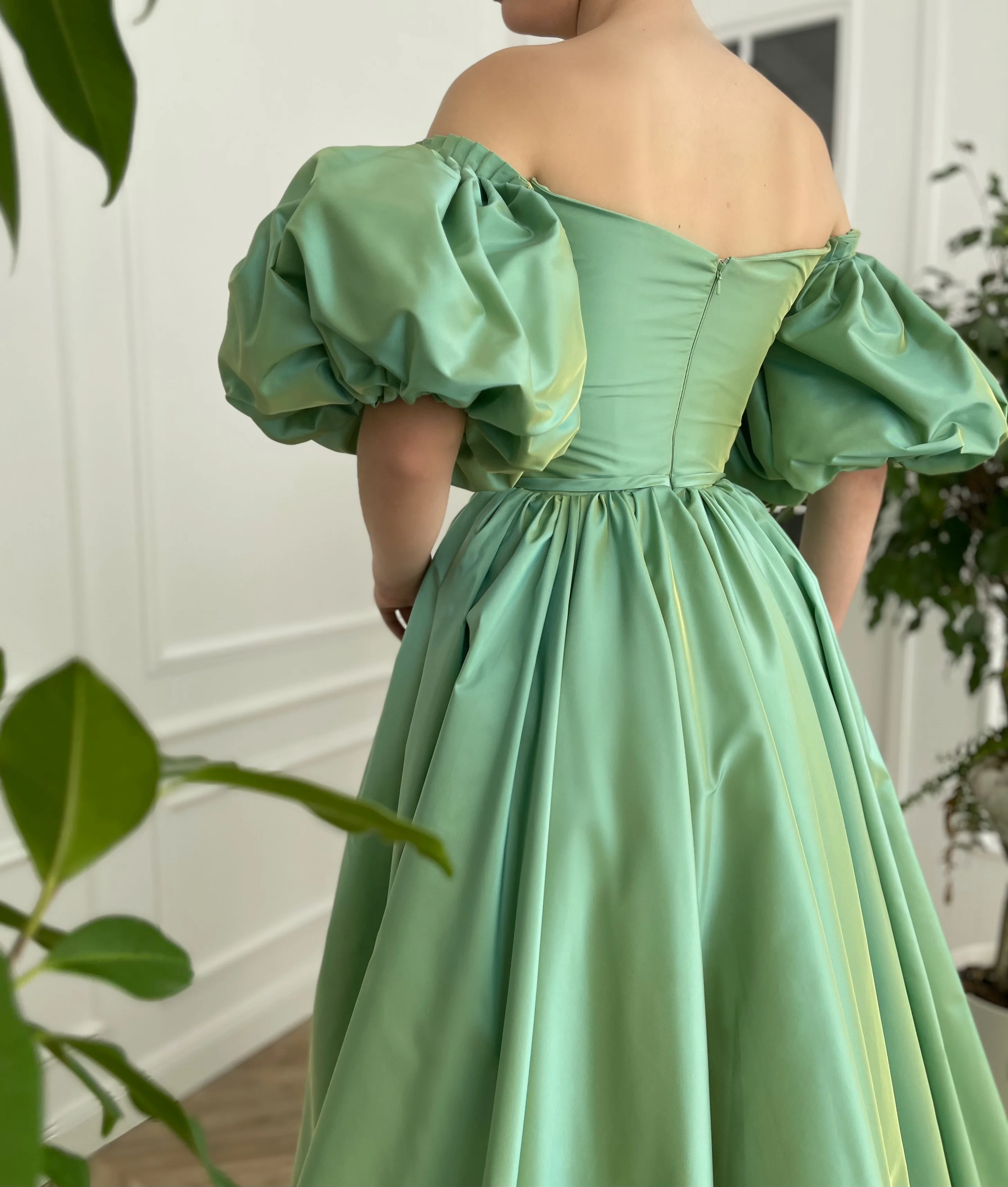 Emerald Iridescent Draped Gown - Image 4