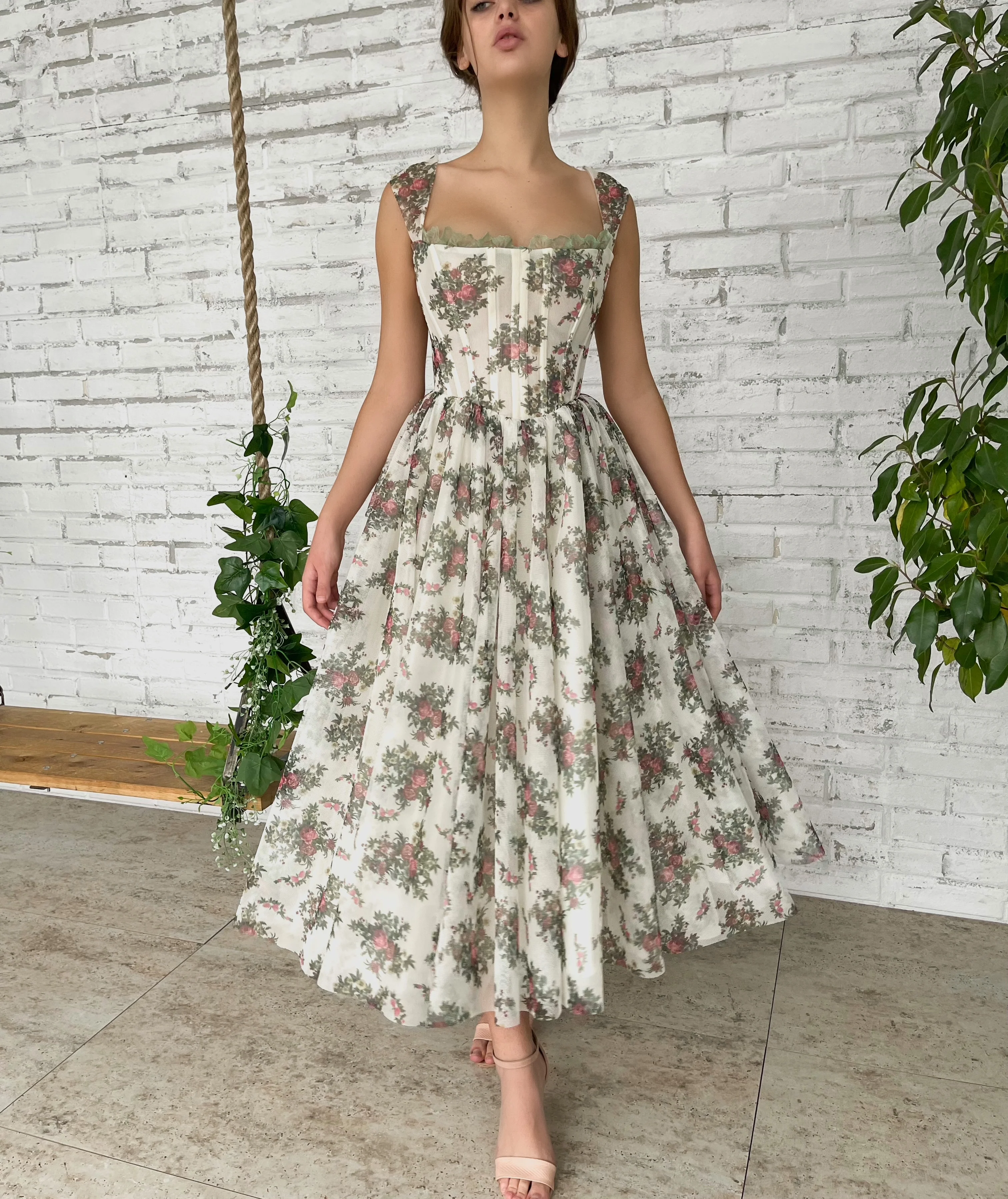 Flowery Filigree Corset Dress - Image 7