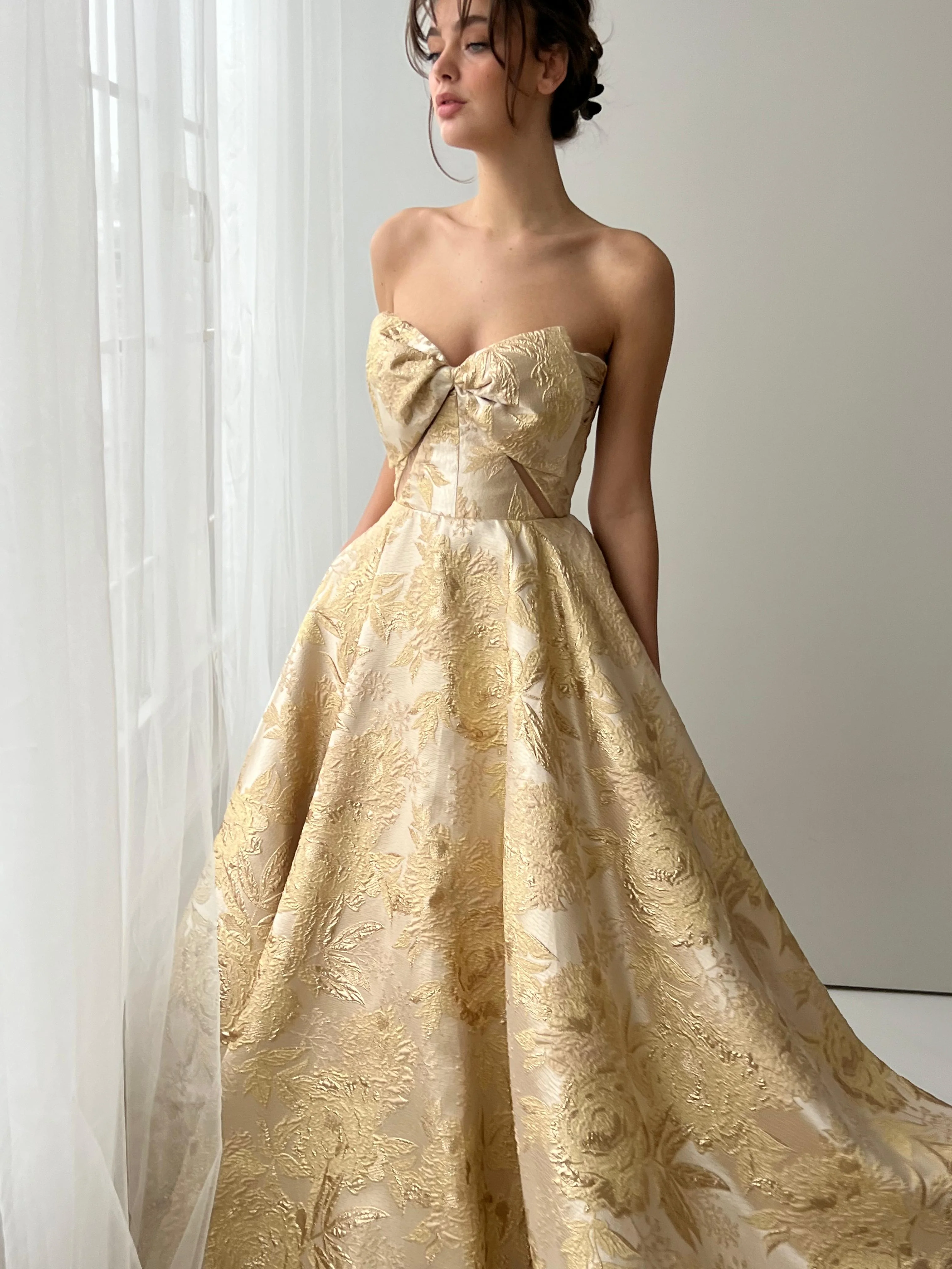 Gilded Dream Brocade Gown - Image 2