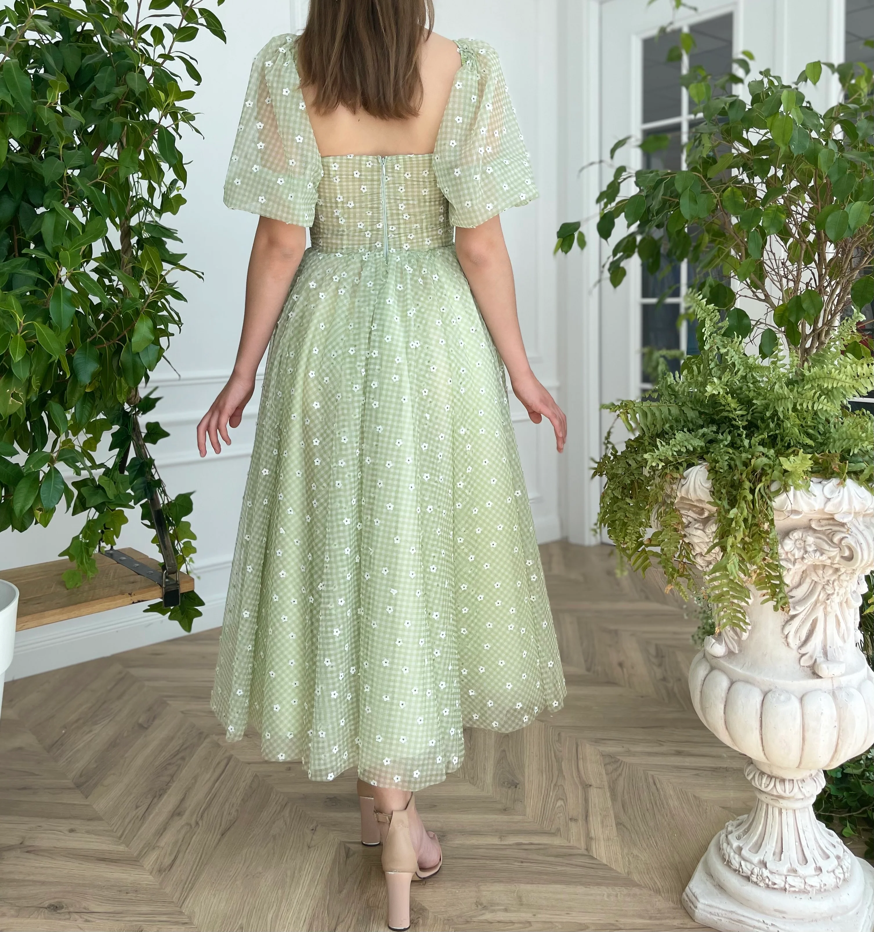 Green Ruffle Gingham Dress - Image 7