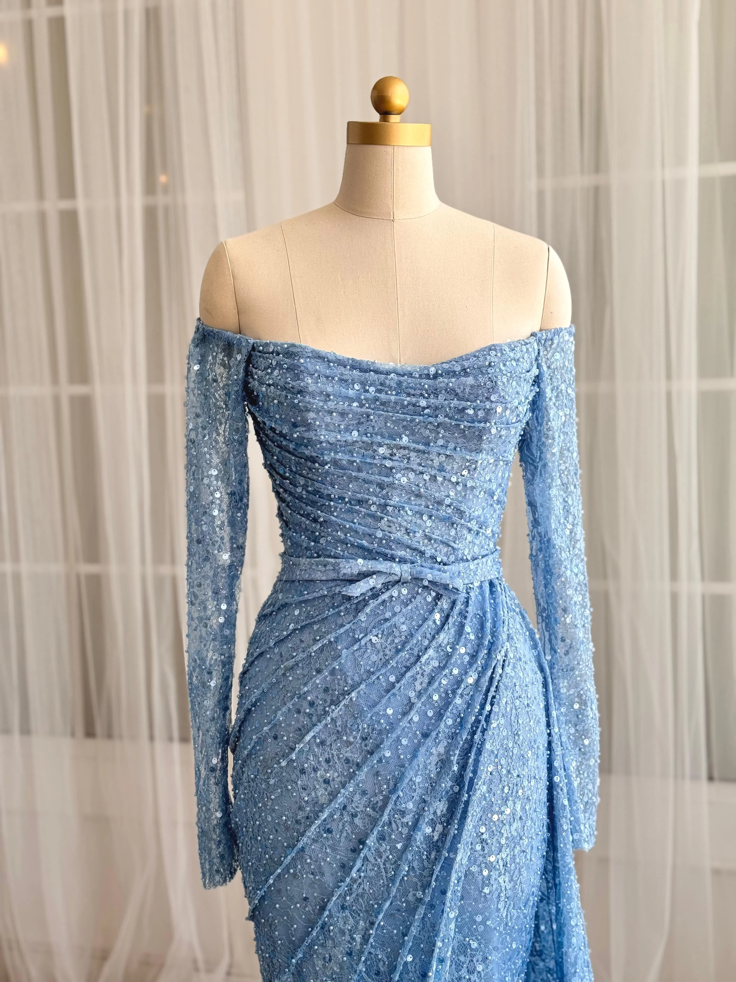 Icy Periwinkle Mermaid Gown - Image 2