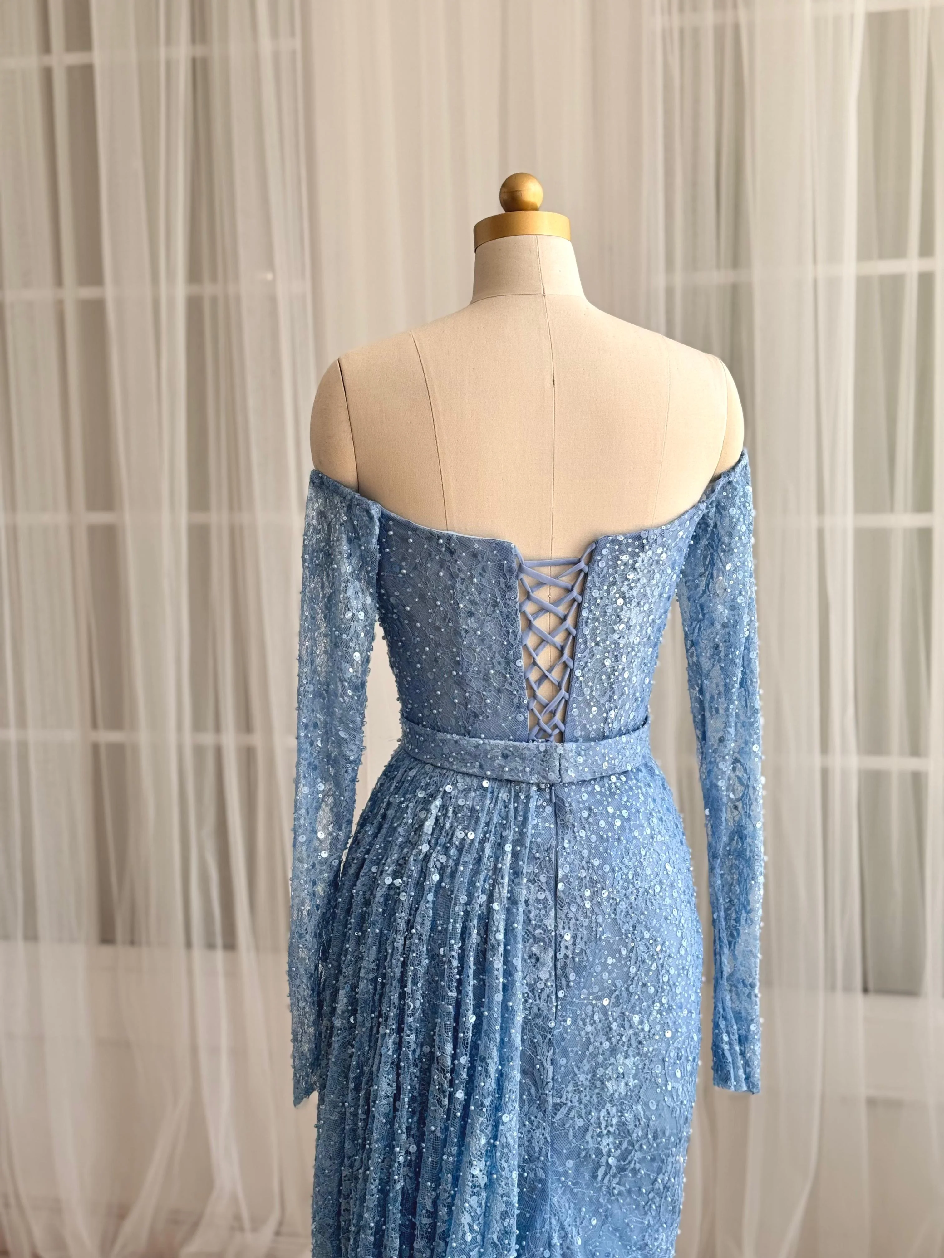 Icy Periwinkle Mermaid Gown - Image 3