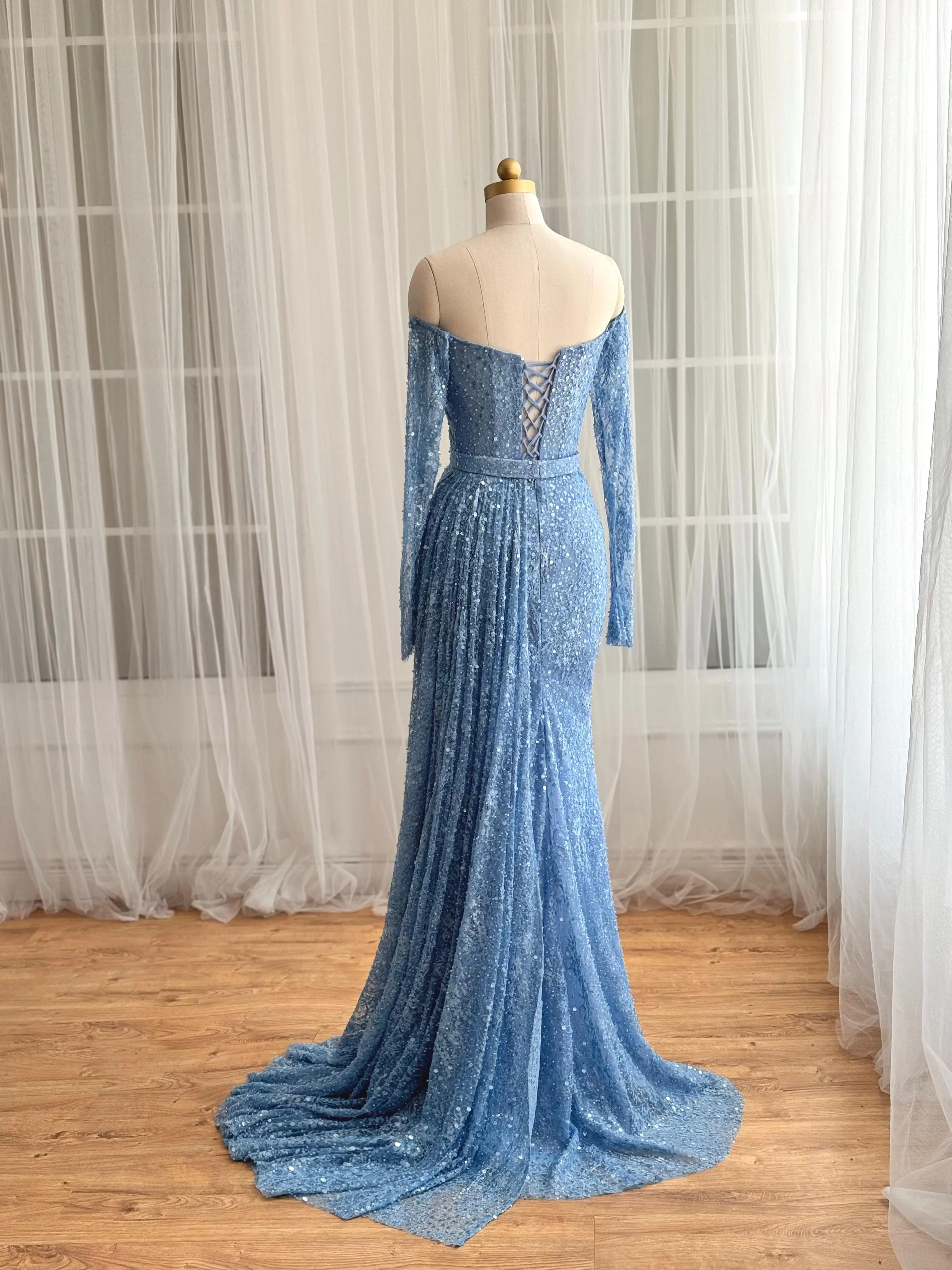 Icy Periwinkle Mermaid Gown - Image 4