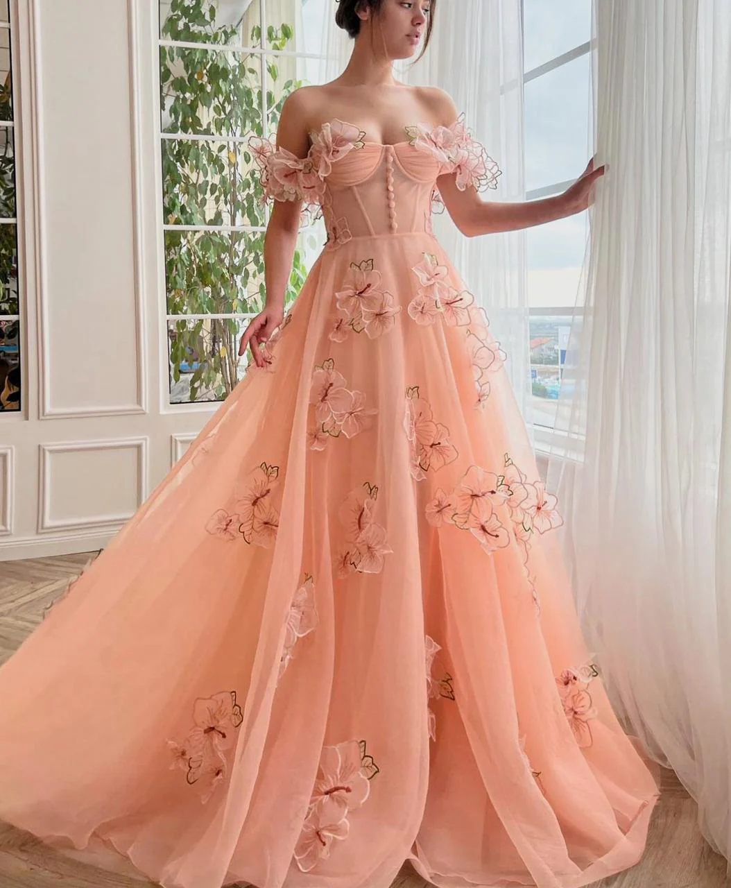 Juliet Peach Garden Gown - Image 2
