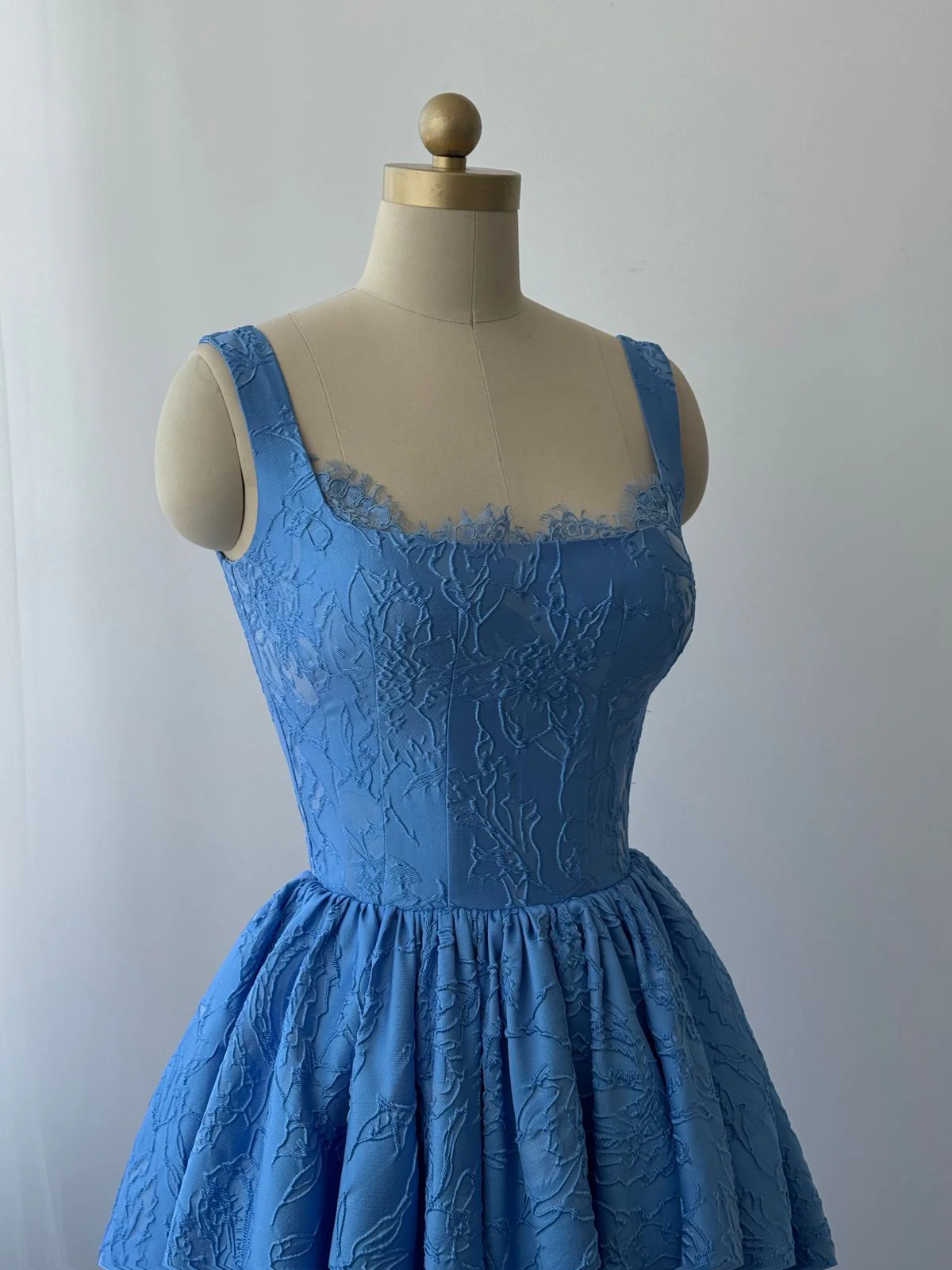 Marine Brocade Midi Dress - Image 2