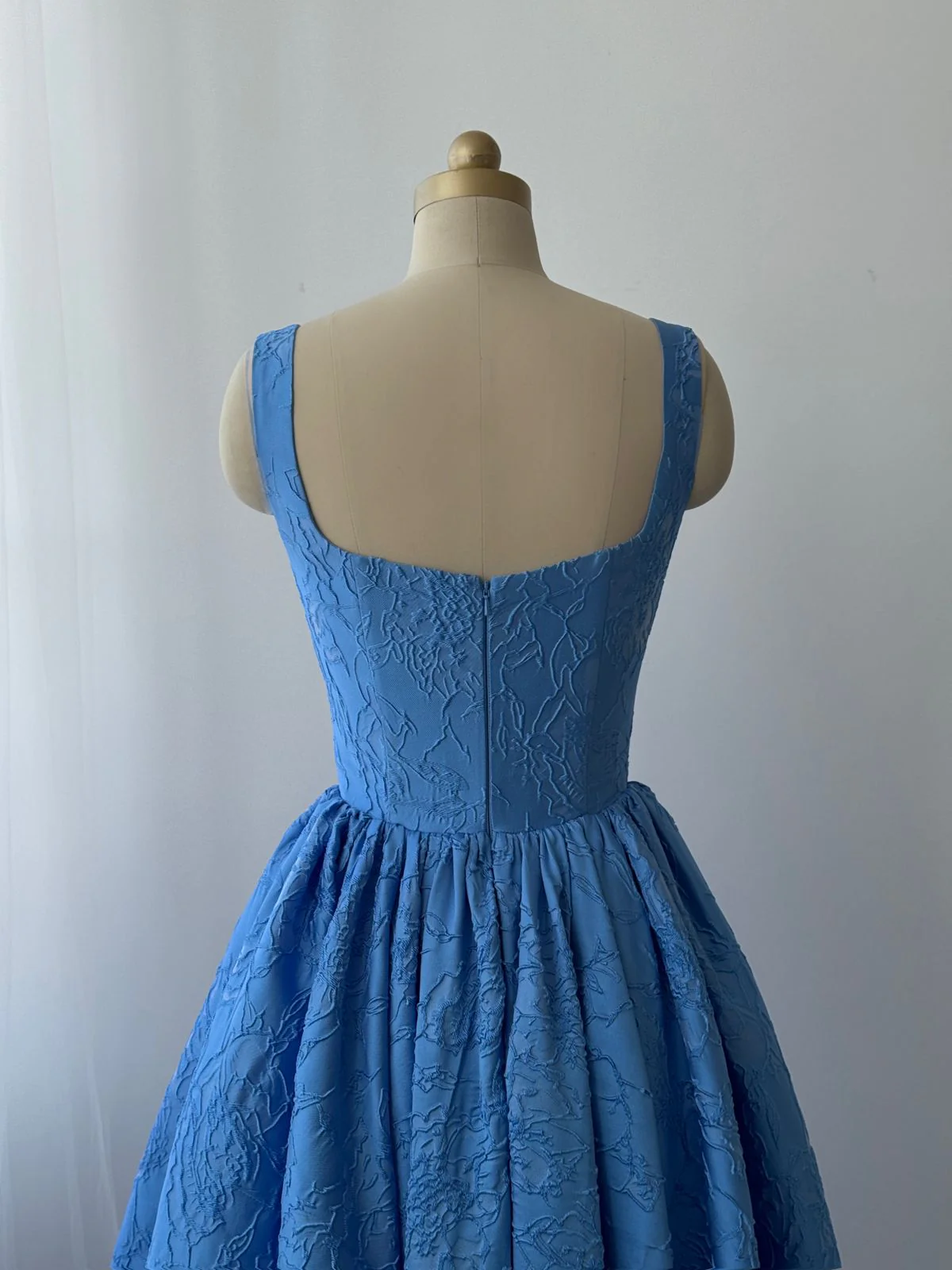 Marine Brocade Midi Dress - Image 3