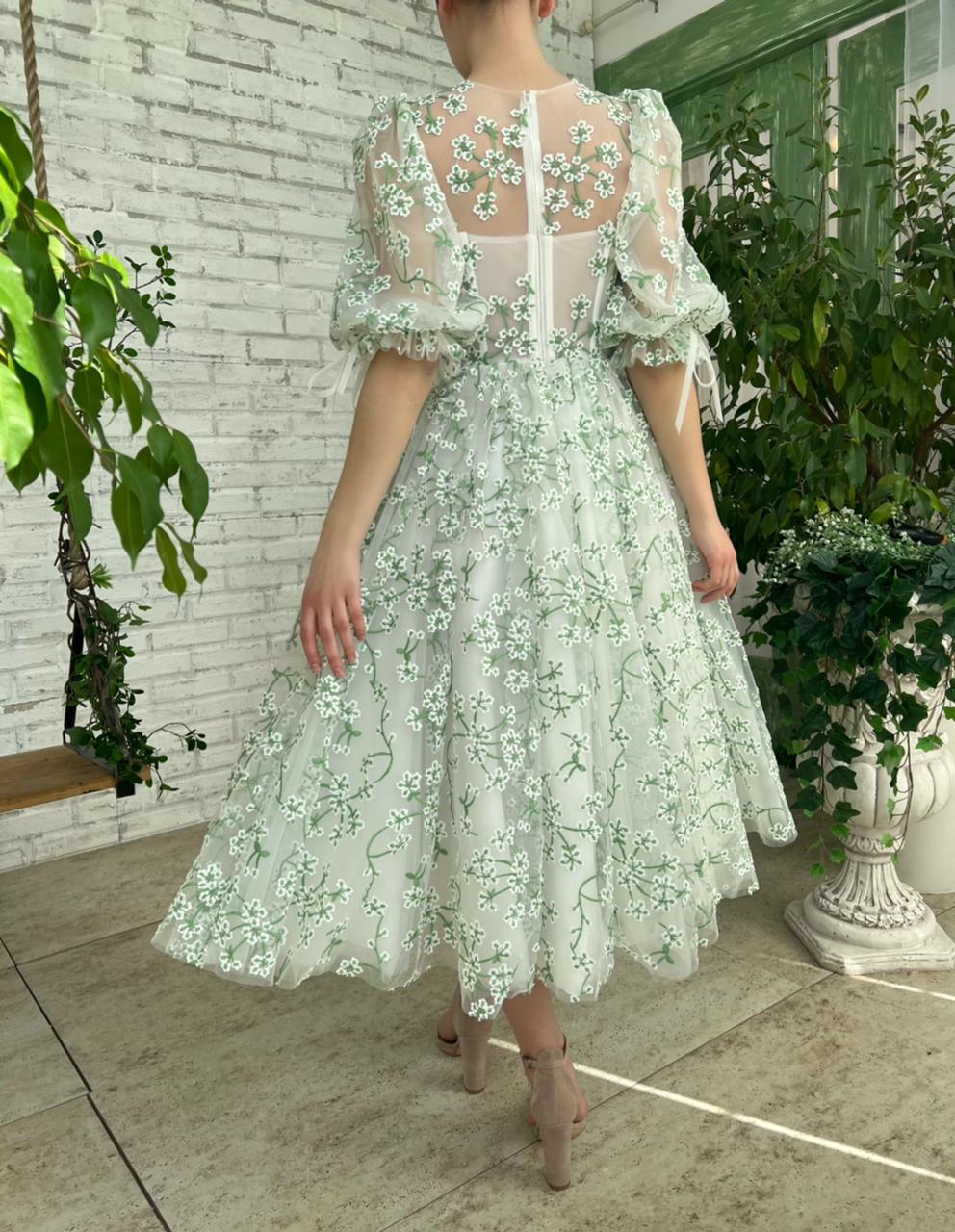 Mint Camelia Puff Sleeve Dress - Image 4