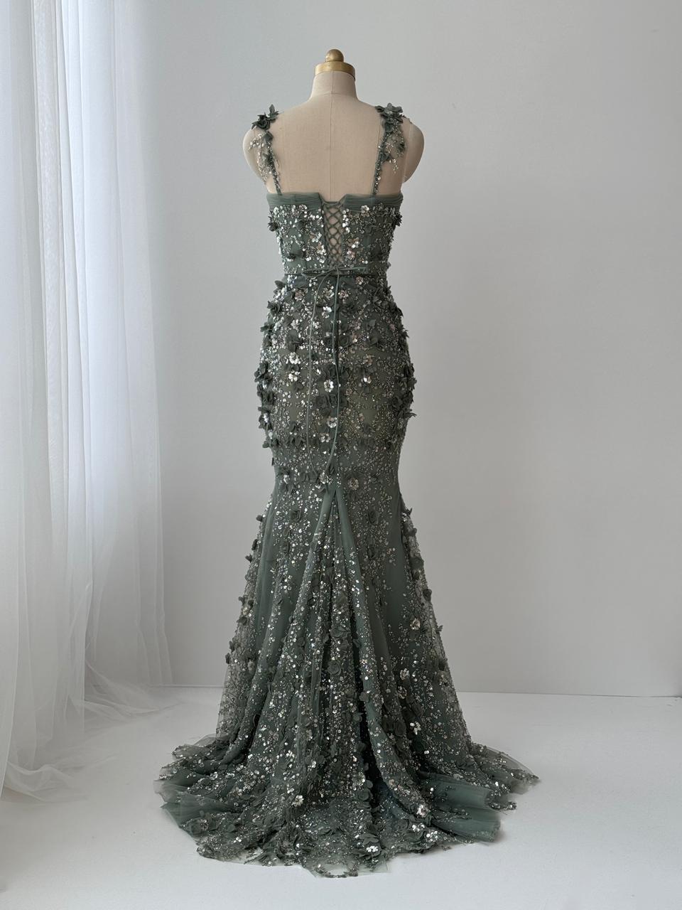 Olive Spring Mermaid Gown - Image 4