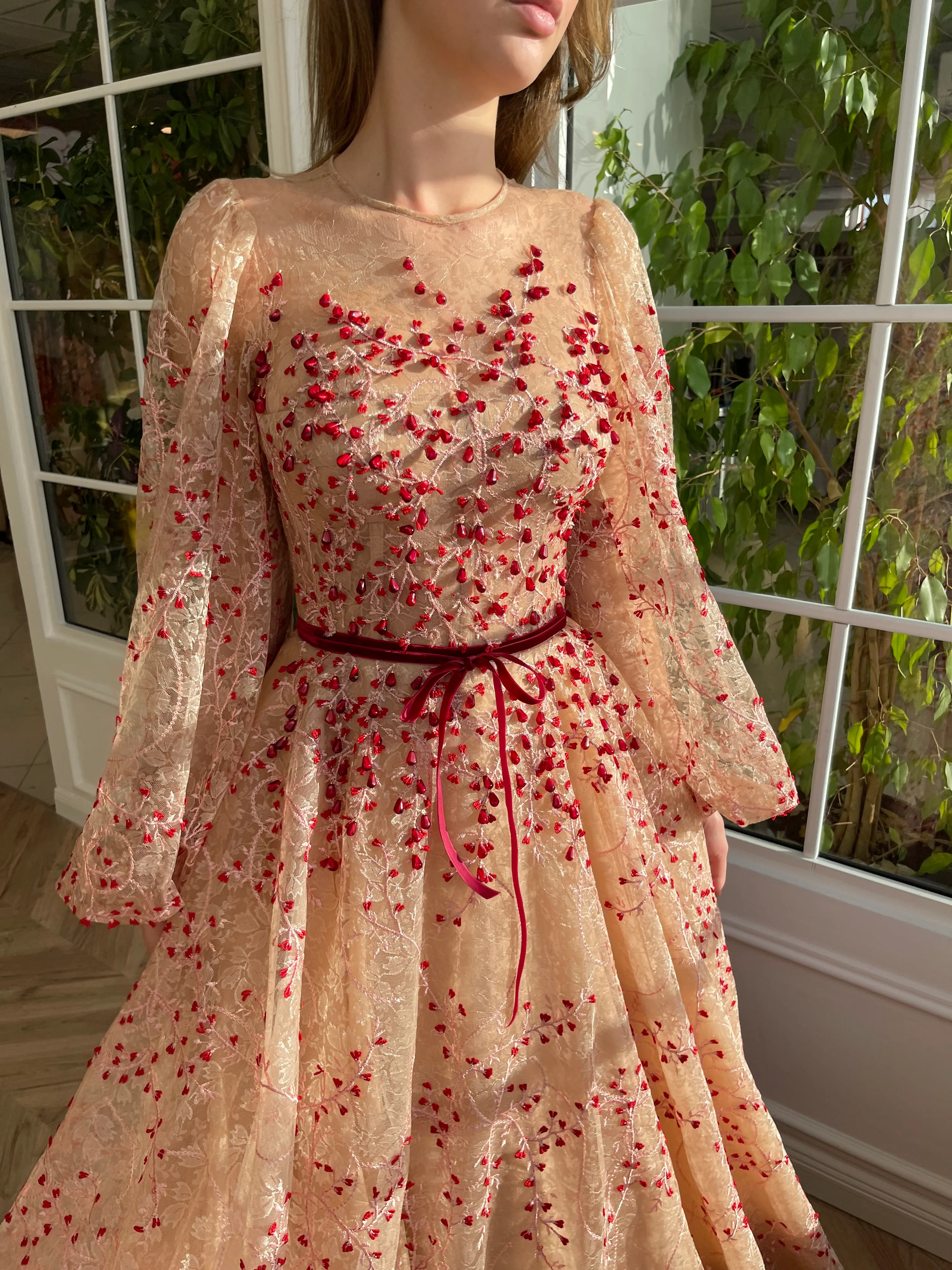 Pomegranate Embers of Lace Gown