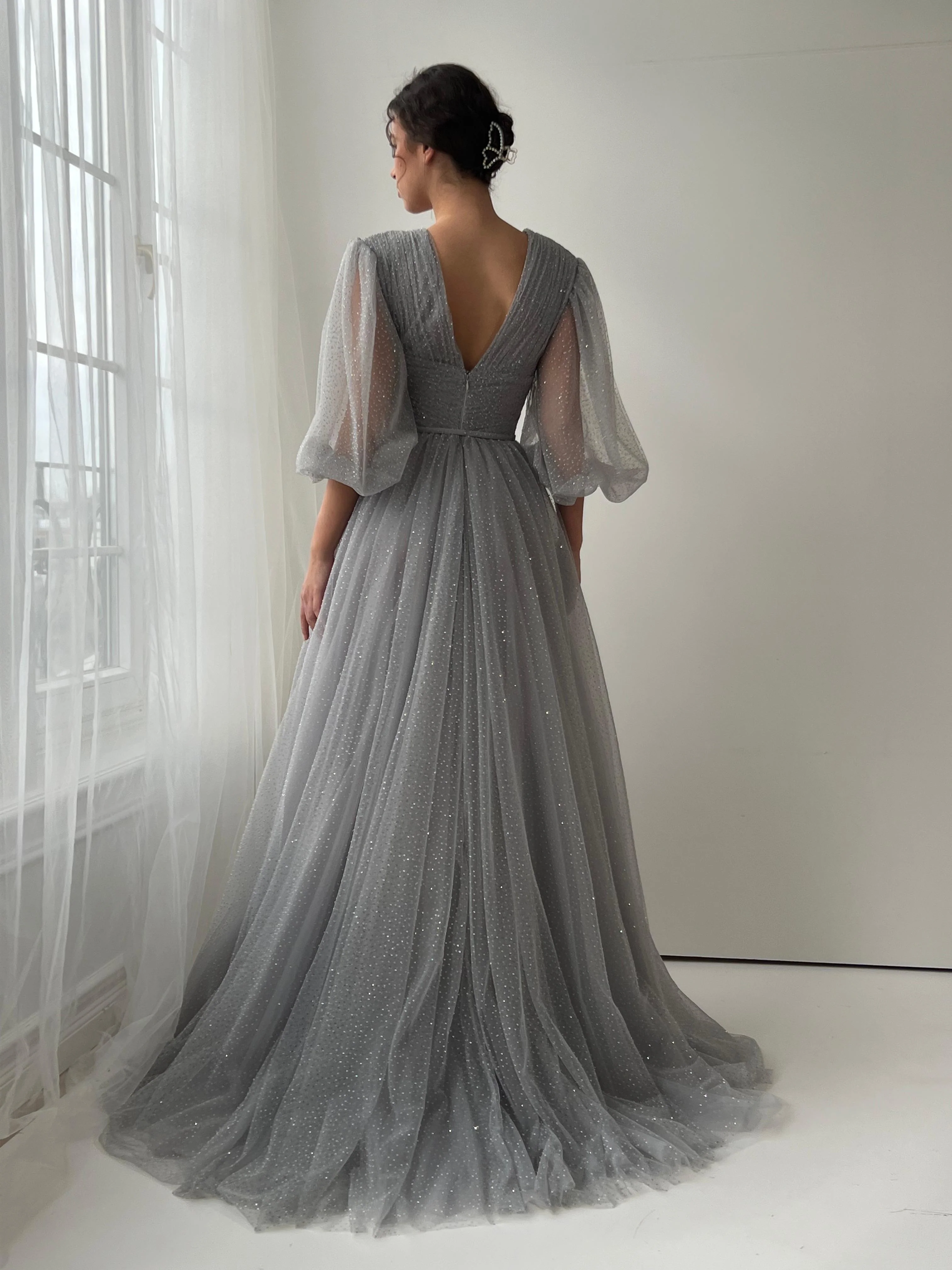 Silver Dantelle Gown - Image 3