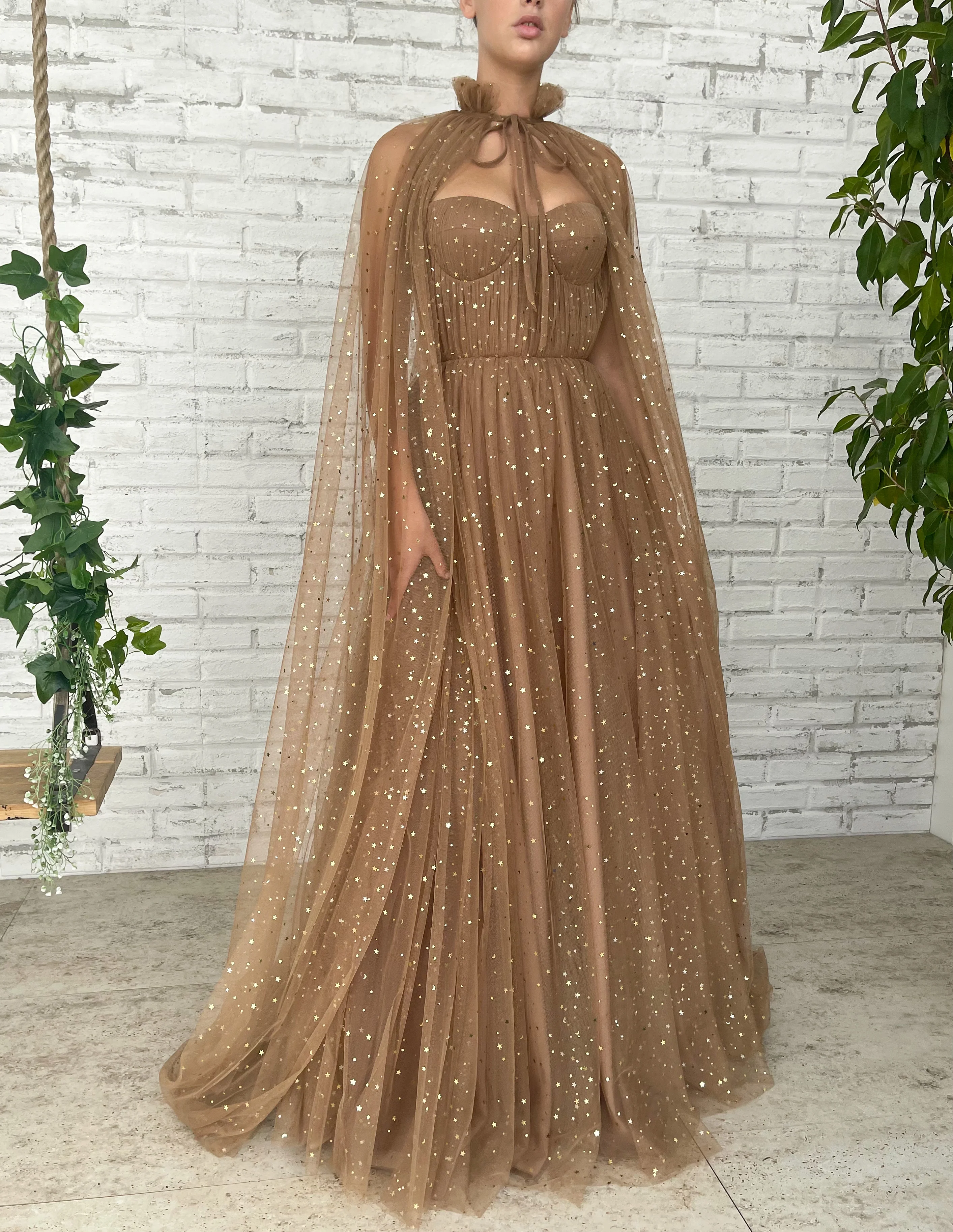 Starry Mocha Cape Gown - Image 2