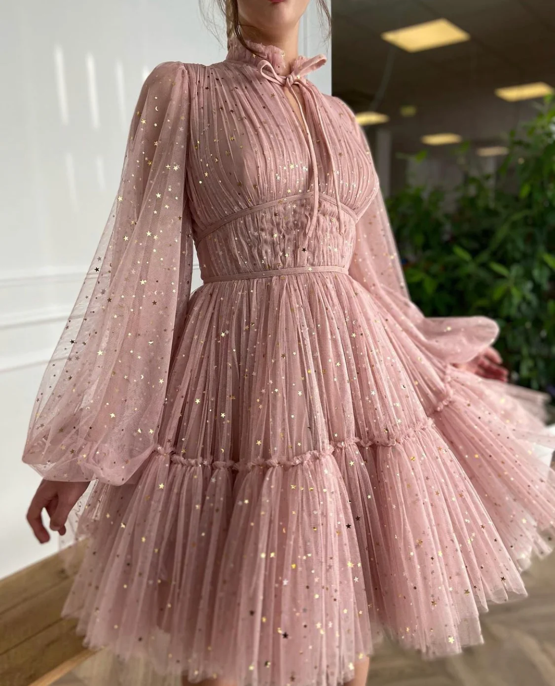 Starry Pastel Pink Mini Dress - Image 2