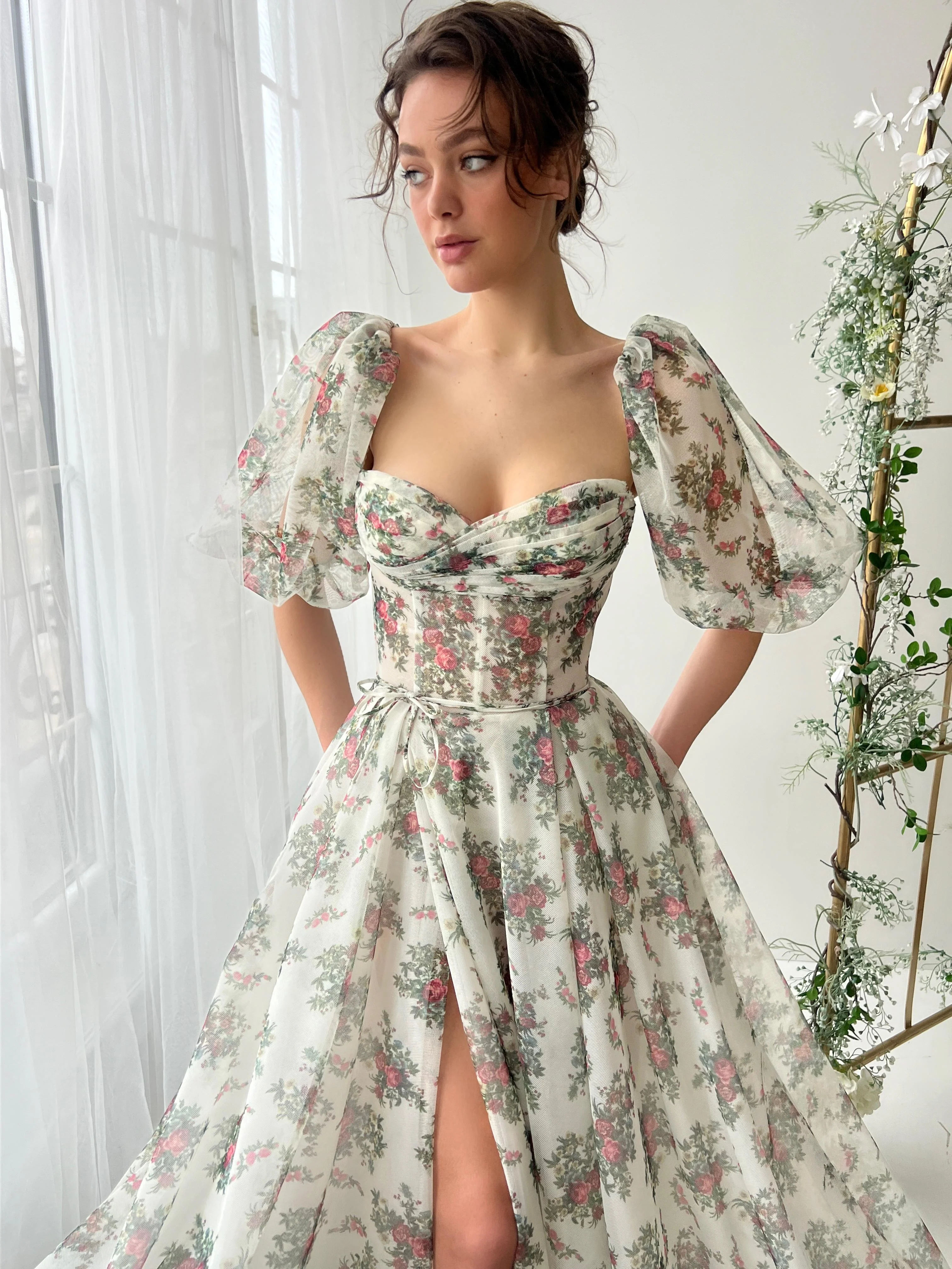 Vintage Painting of Roses Gown
