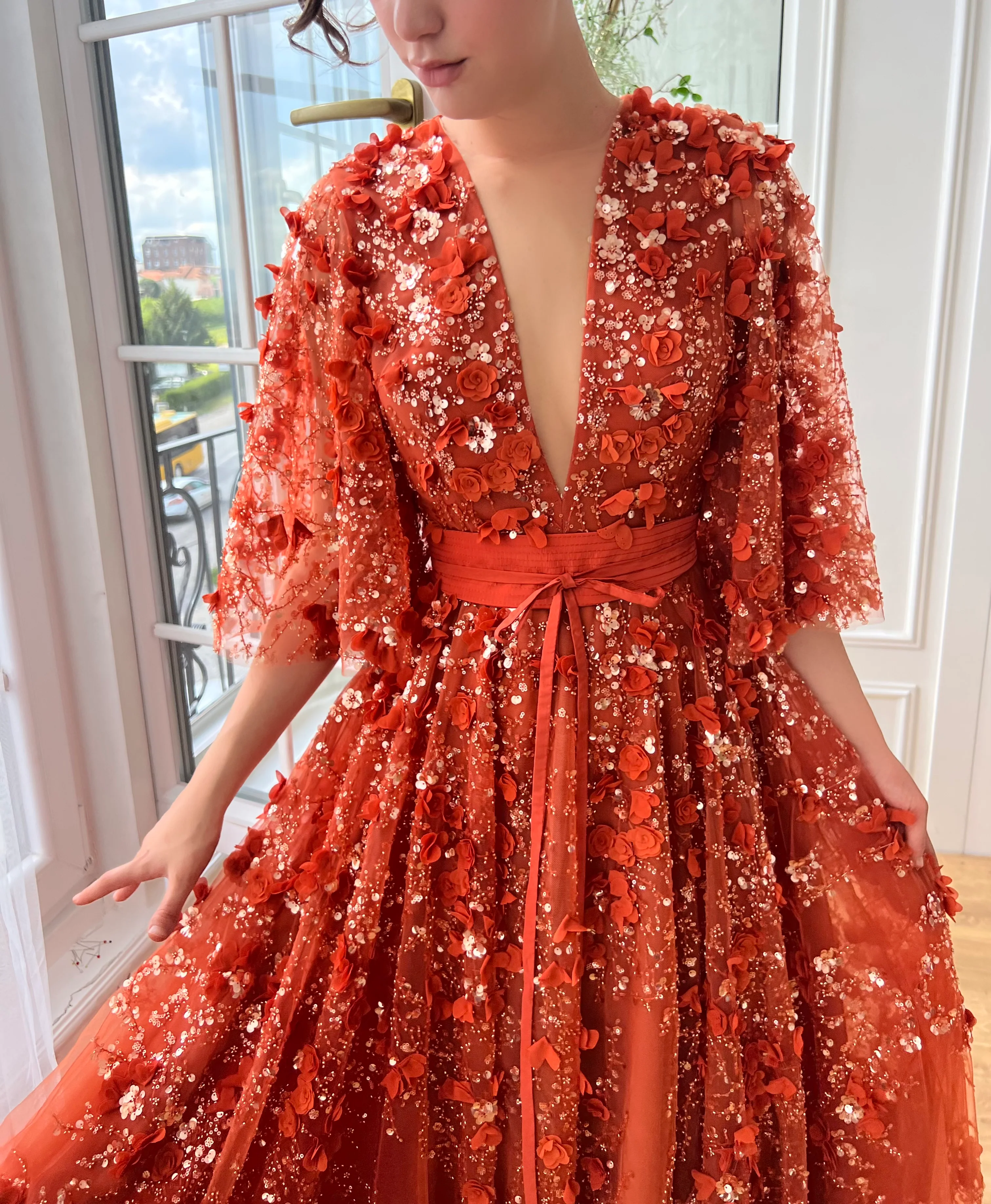 Vivid Amber Ball Gown - Image 4